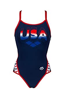 【中古】【輸入品・未使用】Arena Women's Mark Spitz Exclusive Super Fly Back One Piece Swimsuit, Serigraphy - Navy/Red, 28｜スカイマーケットプラス