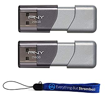 【中古】【輸入品・未使用】PNY USB 3.0 フラッシュドライブ エリート ターボアタッシュ 3 2パックバンドル + (1) Everything But Stromboli ランヤード (2パック) 256GB,