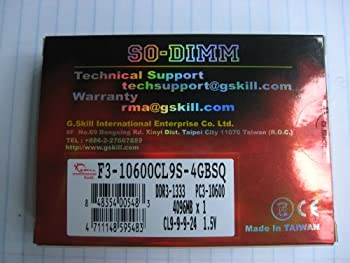 【中古】【輸入品・未使用】G.SKILL4ギガバイト204ピンDDR3 SO-DIMM DDR31333（PC310600）ノートパソコンのメモリモデルはF3-10600CL9S-4GBSQを