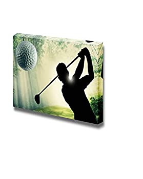 【中古】【輸入品・未使用】キャンバス印刷ウォールアート???Golfer Putting aボールon aゴルフコースのグリーン 24\