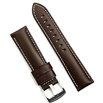 【中古】【輸入品・未使用】ブラウンCalfホワイトステッチ24?mmレザーWatch Band for Panerai Large