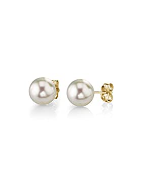【中古】【輸入品・未使用】The Pearl Source レディーズ 赤ちゃんは丸い培養あこや真珠のボールスタッドイヤリングセットサイズの イエローゴールド 4.5-5.0mm