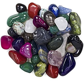 【中古】【輸入品・未使用】(E: Large, 3 Lb Bag) - 1.4kg Brazilian Tumbled Polished Natural and Dyed Stones Assorted Mix - Large Size - 3.8cm - 4.4cm Avg.