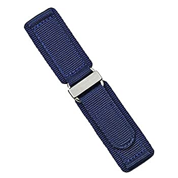 【中古】【輸入品・未使用】B & R Bands 24mm ネイビー ナイロン フック N' ループ 腕時計バンド ストラップ - ステンレススチール - スモールレングス