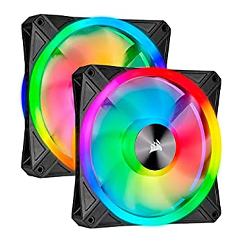 【中古】【インポート品・未当て嵌める】Corsair iCUE QL140 RGB 140粍 2連気違い一揃いの道具 PWM相応う マイコン入れもの気違い CO-9050100-WW FN1376