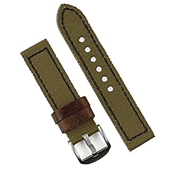 【中古】【輸入品・未使用】B & Rバンド24?mm Army Drabオリーブキャンバスウォッチバンドストラップ???Large長