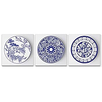 【中古】【輸入品・未使用】Wall26-3パネルキャンバスウォールアート - ブルーとホワイトの磁器 - ジークレー絵画 壁 寝室 リビングルーム ホームデコレーション - 16インチ｜スカイマーケットプラス