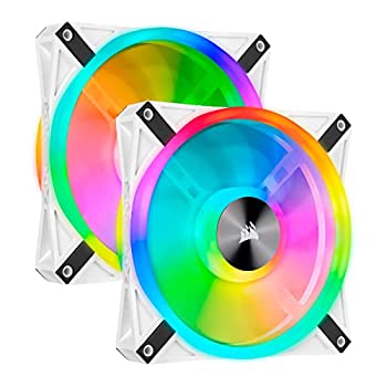 【中古】【インポート品・未当て嵌める】Corsair iCUE QL140 RGB White 140粍 2本仕掛ける PWM相応う マイコン入れもの気違い CO-9050106-WW FN1397