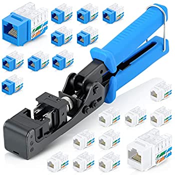 【中古】【インポート品・未当て嵌める】EMS素早さ末期的手道具 (easyJACK) 青み10個\u0026白いことCat6キーストーンジャック10個 - パンチダウンイーサネットクリンパー EMS RJ45 UTP刃針