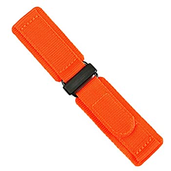 【中古】【輸入品・未使用】B \u0026 R Bands 24mm オレンジ ナイロン フック N ループ 腕時計バンド ストラップ - ブラック ステンレススチール - スモールレングス