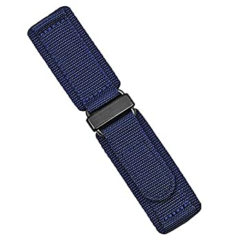 【中古】【輸入品・未使用】B & R Bands 20mm ネイビー ナイロン フック N' ループ 腕時計バンド ストラップ - ブラック ステンレススチール - 大型 長さ