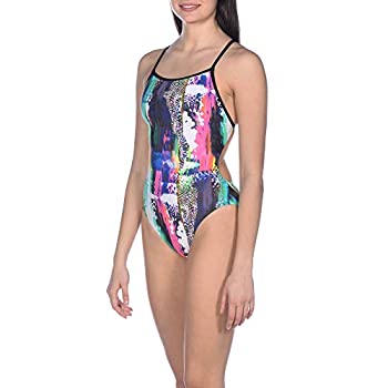 中古輸入品・未使用ARENA Vivid Booster Back MaxLife One Piece Swimsuit, Pink Multicolor - Black, 28