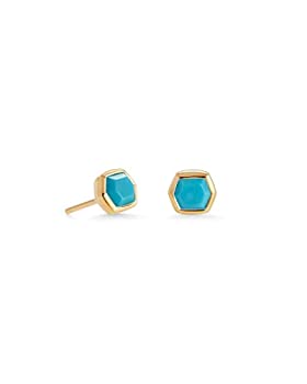 【中古】【輸入品・未使用】Kendra Scott Davie スタッドイヤリング 18Kゴールドヴェルメイル ファインジュエリー レディース, スターリングシルバー 金属, ターコイズ|スカイマーケットプラス