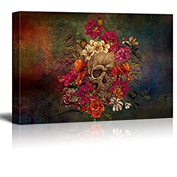 【中古】【輸入品・未使用】wall26 - キャンバスプリントウォールアート - 死者の日(Dia De Los Muertos)テーマ スカルと花 - ギャラリーラップ モダンホームアート | すぐ｜スカイマーケットプラス