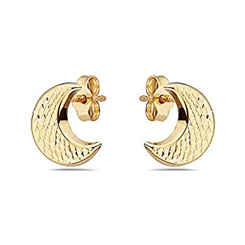 【中古】【輸入品・未使用】Pori Jewelers 14K ソリッドゴールド ダイヤモンドカット 三日月イヤリング 本物の14Kゴールドバタフライバッキング イエロー｜スカイマーケットプラス 31,672円