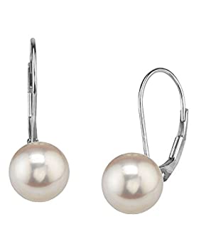 【中古】【輸入品・未使用】The Pearl Source レディーズ ラウンド淡水高光沢養殖真珠のプルメリアイヤリング 白金 10.0-11.0mm