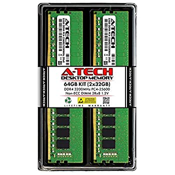 【中古】【インポート品・未当て嵌める】A-Tech 64GB (2x32GB) DDR4 3200MHz UDIMM パソコン4-25600 (パソコン4-3200AA) CL22 DIMM 2Rx8 ノンECC 事務机とっ始め ランダムアクセス記憶装置 記憶装置モデュール