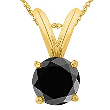 【中古】【輸入品・未使用】ペンダントネックレス 1/2～5カラットのラウンドブラックダイヤモンド 4爪 (AAA品質) 16インチのゴールドチェーン ブラック｜スカイマーケットプラス 103,298円