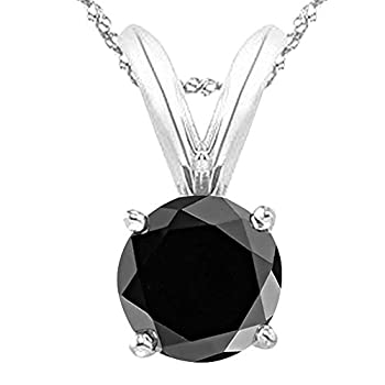 【中古】【輸入品・未使用】ペンダントネックレス 1/2～5カラットのラウンドブラックダイヤモンド 4爪 (AAA品質) 16インチのゴールドチェーン