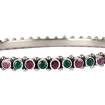 【中古】【輸入品・未使用】GEMHUB 925スターリングシルバー バングル ルビーとグリーン エメラルド バングル 28.30グラム テニスバングル/ブレスレット レディース ガール