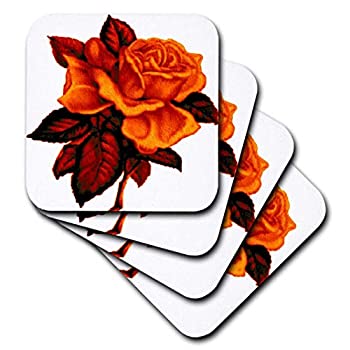 【中古】【輸入品・未使用】(set-of-8-Soft) - 3dRose cst_11792_2 Rose Burnt Orange Tone Soft Coasters, Set of 8
