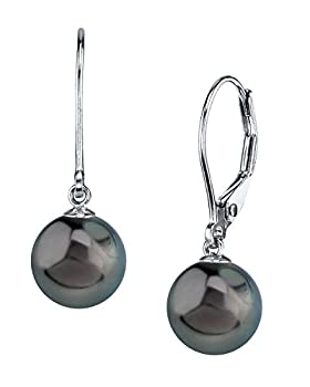 【中古】【輸入品・未使用】The Pearl Source レディーズ ラウンドタヒチの南の海高光沢養殖真珠のプルメリアイヤリング 白金 9.0-10.0mm|スカイマーケットプラス