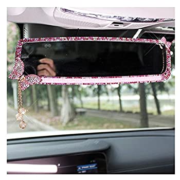【中古】【輸入品・未使用】luckyshd Car Rear View Mirror withクリスタルダイヤモンドバタフライ one size ピンク Car-0656