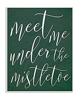 【中古】【インポート品・未当てはめる】Stupell Industries Meet Me Under the Mistletoe クリスマス壁飾り付け板 10 x 15in マルチ色つや