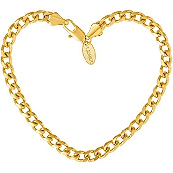 【中古】【輸入品・未使用】Lifetime Jewelry 5mm キューバリンクチェーンブレスレット メンズ レディース 24Kゴールドメッキ Small, Medium and Large ゴールド