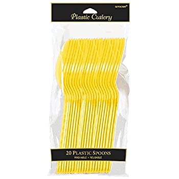 【中古】【インポート品・未当てはめる】Amscan Reusable Party Spoon (20 Pack), Yellow, 9.3 x 4.4 by Amscan