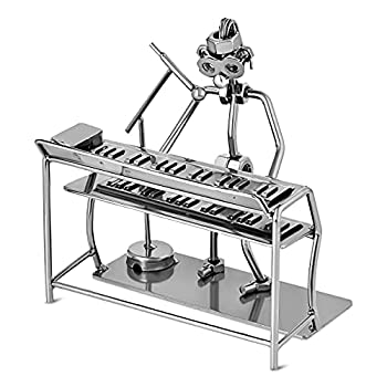 【中古】【輸入品・未使用】Broadway Gift シルバートーン キーボード歌手 6インチ テーブルトップ 置物