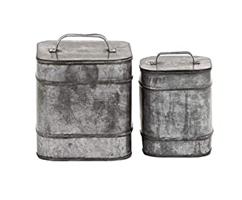 【中古】【インポート品・未当てはめる】Deco 79 Metal Square Lidded Box, 20珊 by 18珊, Set of 2