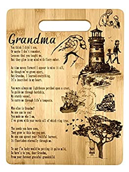 【中古】【輸入品・未使用】Grandma Gift ? 竹製まな板 デザイン 詩 おばあちゃんギフト おばあちゃんへのギフト 誕生日 クリスマスギフト 刻印サイド 装飾用 裏面吊り下げ