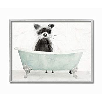 【中古】【輸入品・未使用】Stupell Industries 浴槽の中のアライグマ おもしろアニマル バスルーム 絵画 ステラデザイン スタジオ ウォールアート 11 x 14インチ グレー フ
