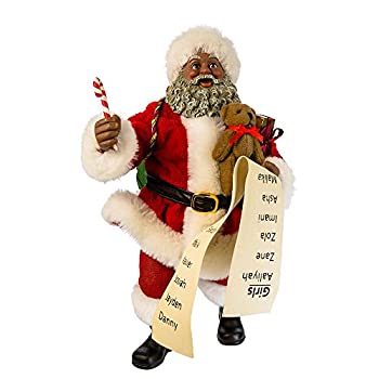 【中古】【輸入品・未使用】Kurt Adler 27cm Fabriche' Black Santa with List and Candy Cane