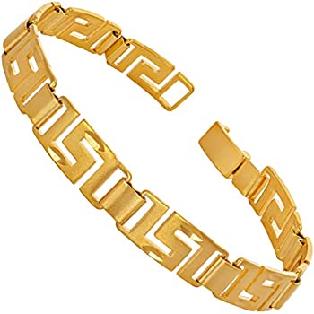 【中古】【インポート品・未当て嵌める】LIFETIME JEWELRY 8.5粍 ギリシア足懸かり腕輪 男女兼用 24K純金メッキ, Small, Medium and Large, 金属元素,