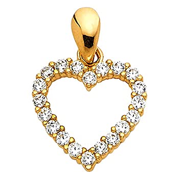 【中古】【輸入品・未使用】14KホワイトゴールドまたはホワイトゴールドオープンハートCZチャームペンダント ゴールド