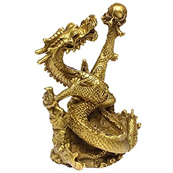 【中古】【輸入品・未使用】中国風水 ハンドメイド 真鍮龍像 金富 置物 ホームインテリア ギフト 収集価値あり BS078|スカイマーケットプラス
