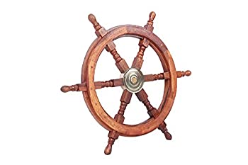【中古】【輸入品・未使用】Sailor's Special プレミアム 船の舵 | ホームインテリア 壁アート | Nagina International 24 Inches ブラウン lapx03｜スカイマーケットプラス
