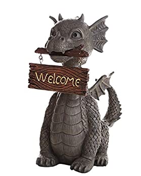 【中古】【輸入品・未使用】Pacific Giftware ガーデンドラゴン ウェルカムドラゴン ガーデンディスプレイ 装飾アクセント 彫刻ストーン仕上げ 高さ10インチ