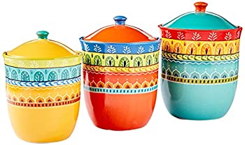 【中古】【輸入品・未使用】Certified International 3 Piece Valencia Canister Set, Multicolor