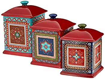 【中古】【インポート品・未当て嵌める】Certified International Monterrey 3 Piece Canister Set, Multicolor その他-キッチン用品・食器・調理器具