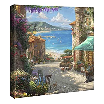 【中古】【インポート品・未当て嵌める】Thomas Kinkade Studios イタリア共和国喫茶店 14 x 14 美術館布帆布 その他-キッチン用品・食器・調理器具