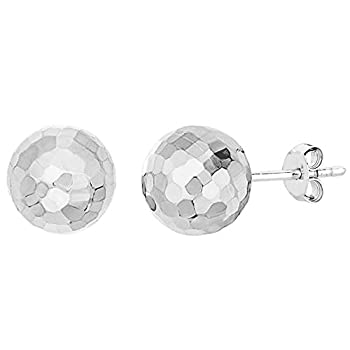 【中古】【輸入品・未使用】14k White Gold Hammered Finish Ball Stud Earrings, 7mm|スカイマーケットプラス