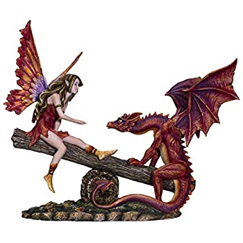 【中古】【輸入品・未使用】Pacific Giftware フェアリーテート 妖精の赤いドラゴン シーソーの装飾 樹脂製 コレクターフィギュア フィギュア