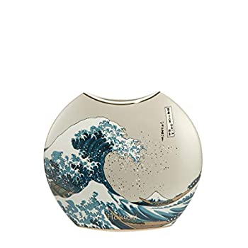 【中古】【輸入品・未使用】Goebel Home Decor 北斎 中磁器花瓶 神奈川沖の大波(1829-1832) 高さ20cm×長さ9.45インチ×幅3.15インチ|スカイマーケットプラス