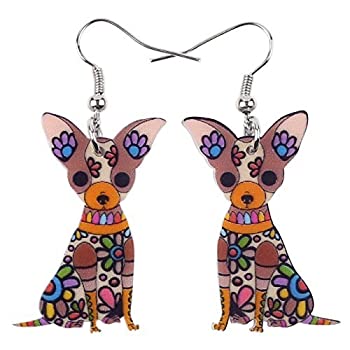 【中古】【輸入品・未使用】Bonsny Acrylic Drop Chihuahuas Dog Pets Earrings Funny Design Lovely Gift For Girl Women Fashion Jewelry [並行輸入品]画像