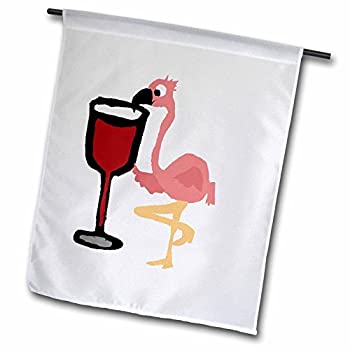 【中古】【輸入品・未使用】3dRose Funny Pink Flamingo Drinking Red Wine - Garden Flag, 12 by 18