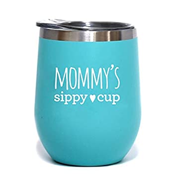【中古】【輸入品・未使用】Mom Tumbler - Mommy Sippy Cup - 12 oz Stainless Steel Stemless Wine Tumbler with Lid - Wine Tumbler Sippy Cup for Moms [並行輸入品]