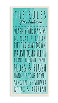【中古】【輸入品・未使用】The Stupell Home Decor Collection Bathroom \'The Rules\' Turquoise Wall Plaque Art [並行輸入品]